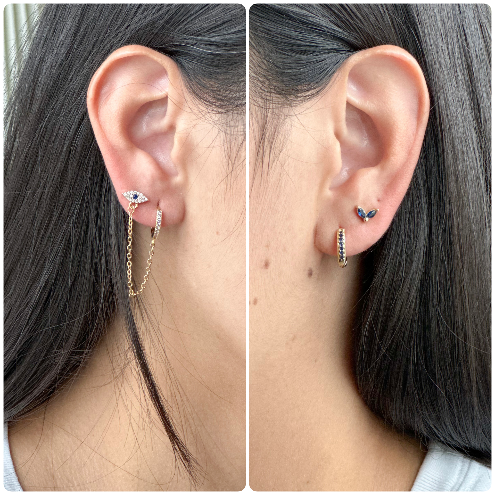 Hamsa Eye Chain Earring Set