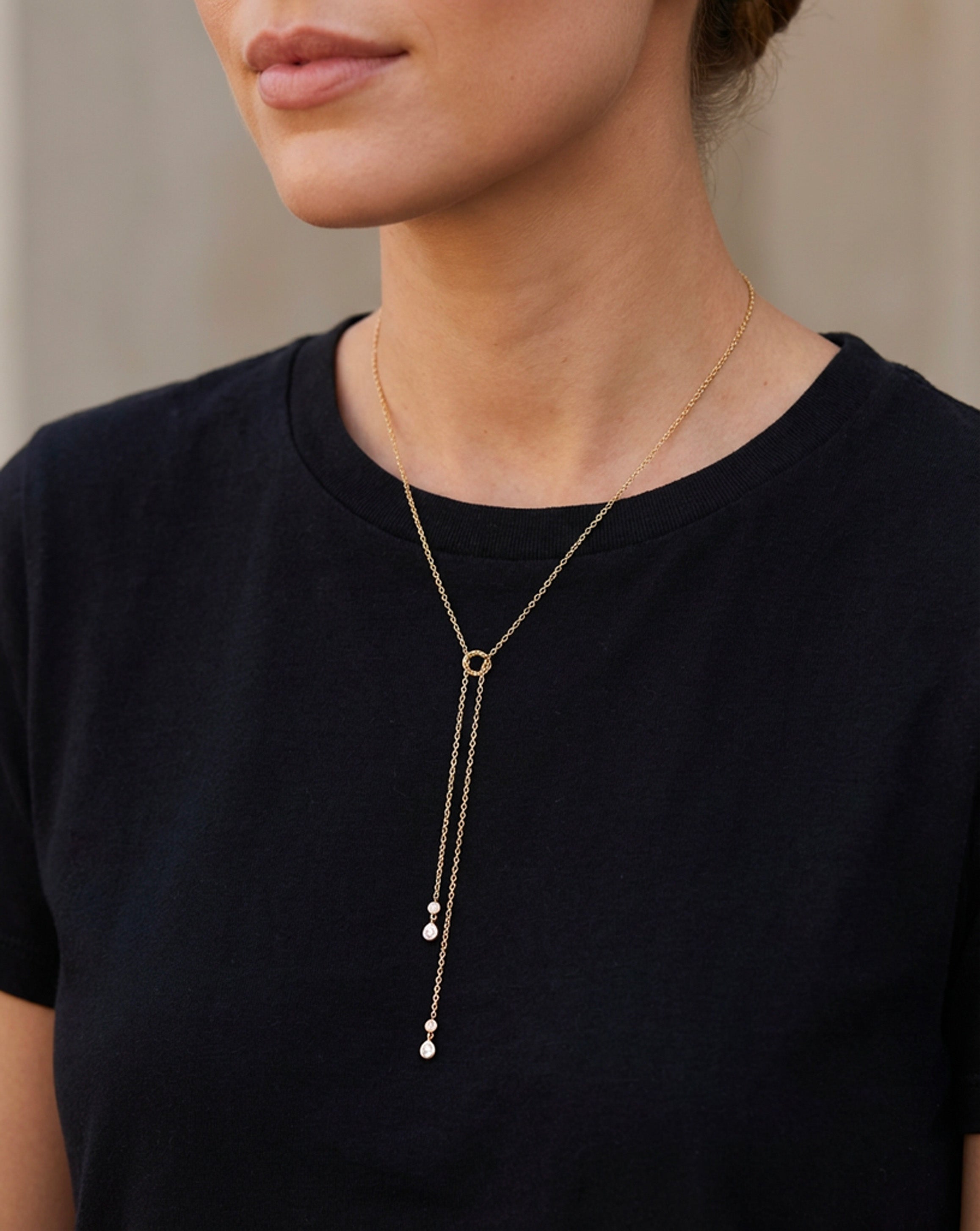 Lariat Necklace with Crystals