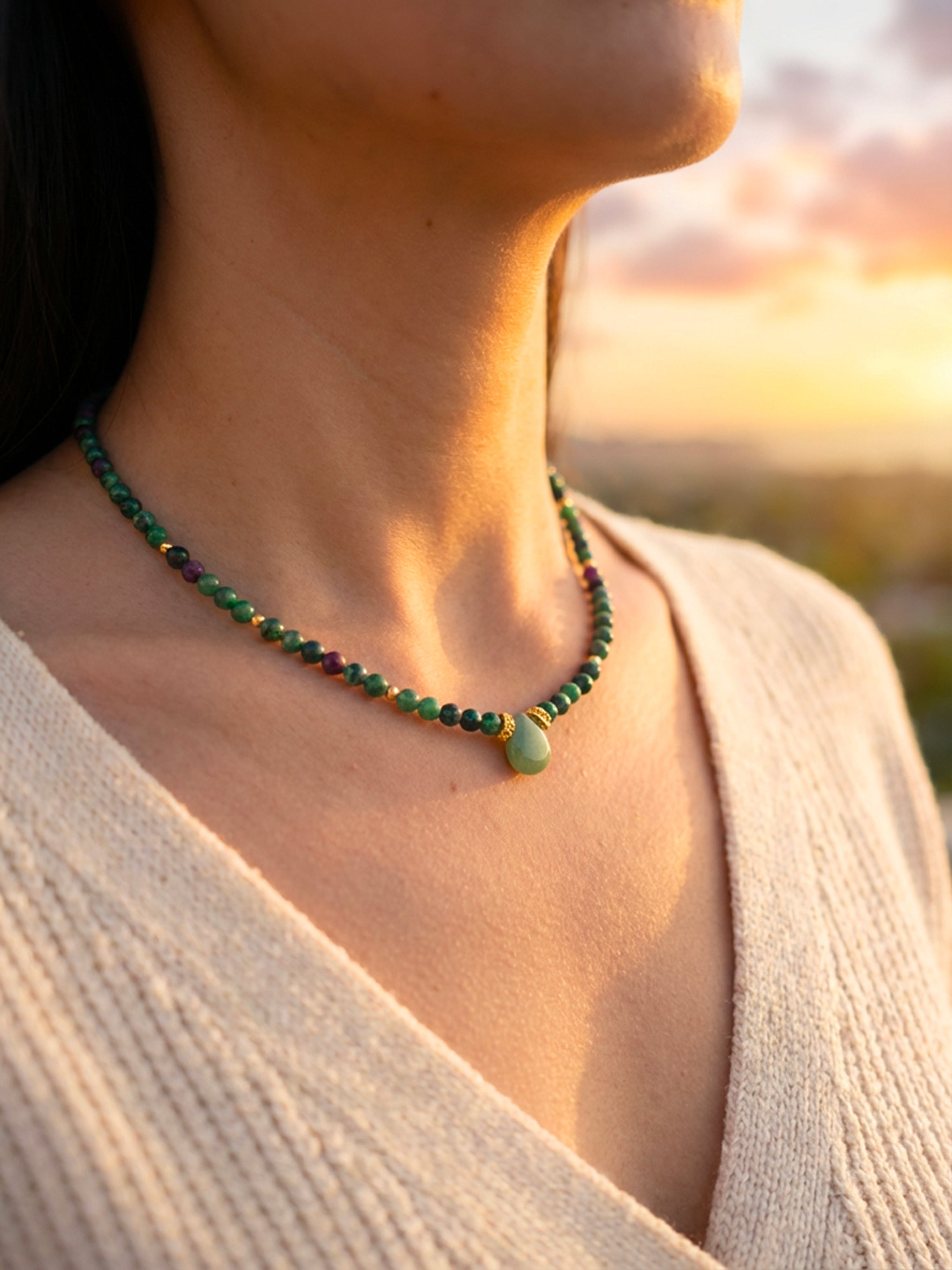 Collar Piedras Naturales Jade