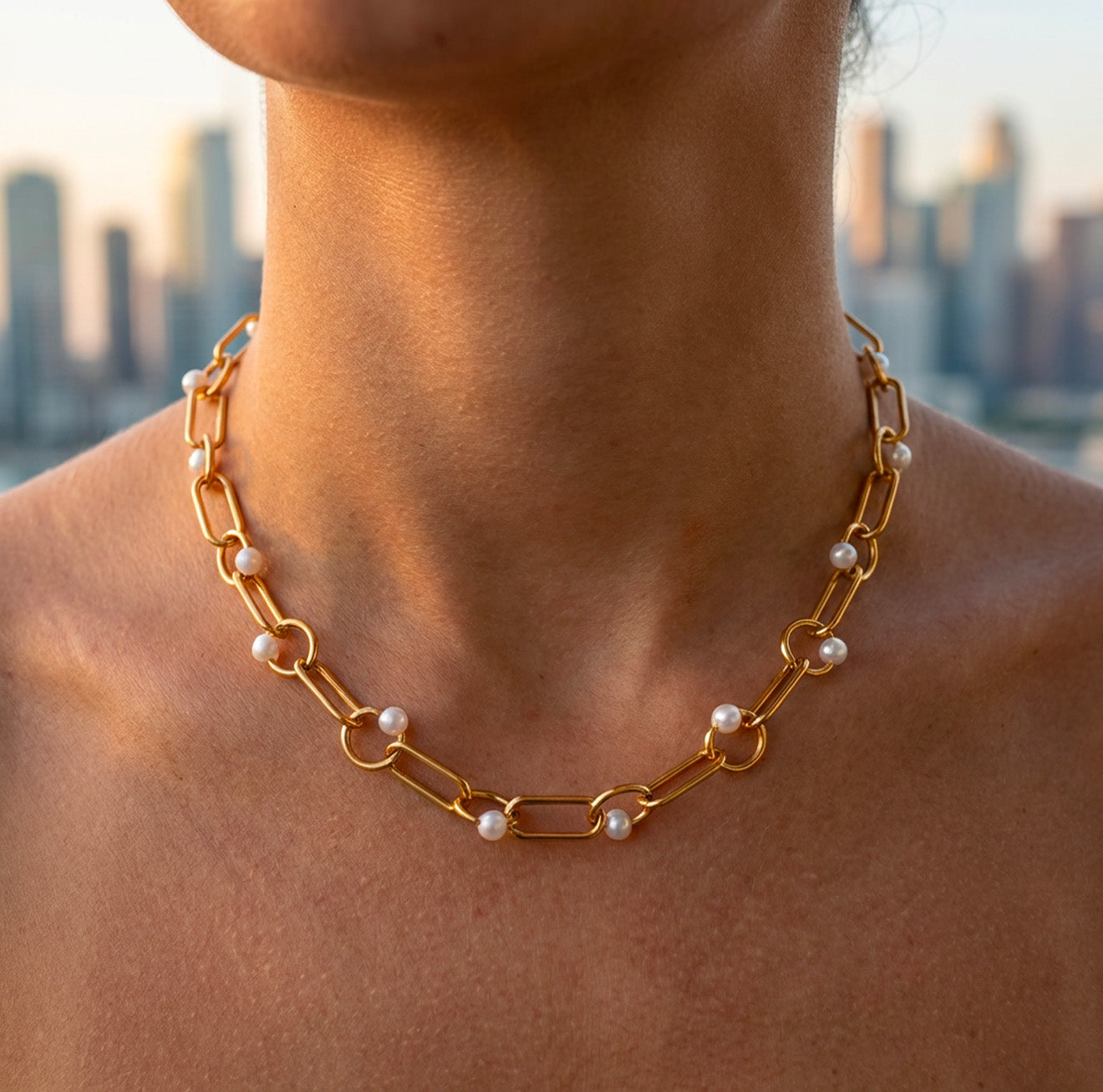 Collar Cadena con Perlas