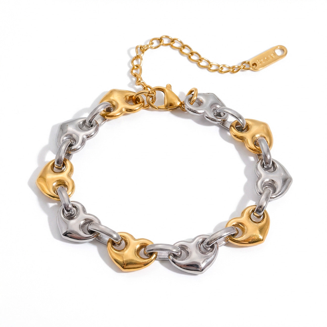 Pulsera Corazones Doble Tono