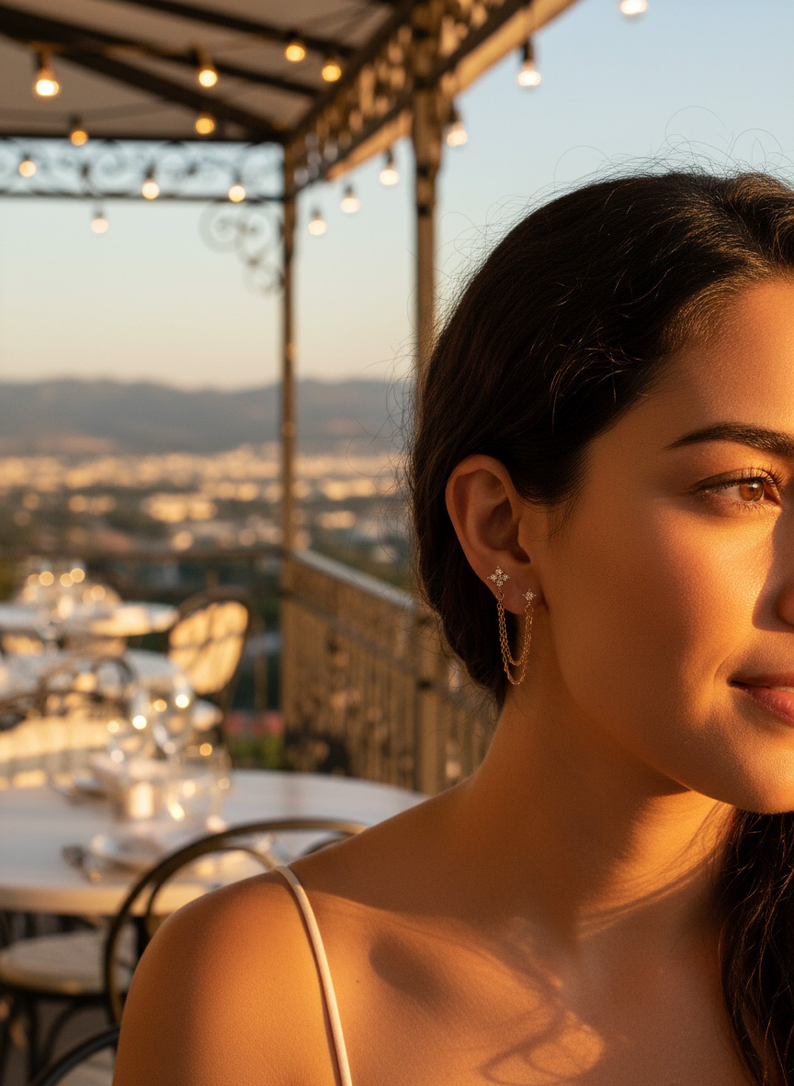 Clover chain earring set