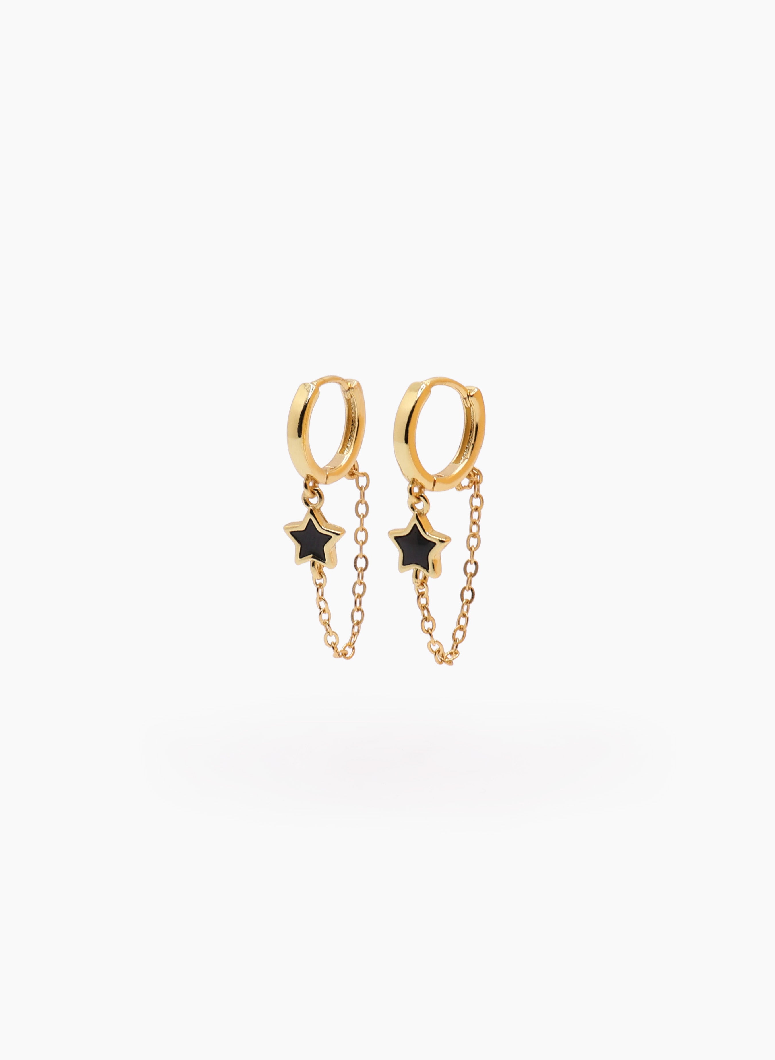 Aretes Cadena Estrellas Negras
