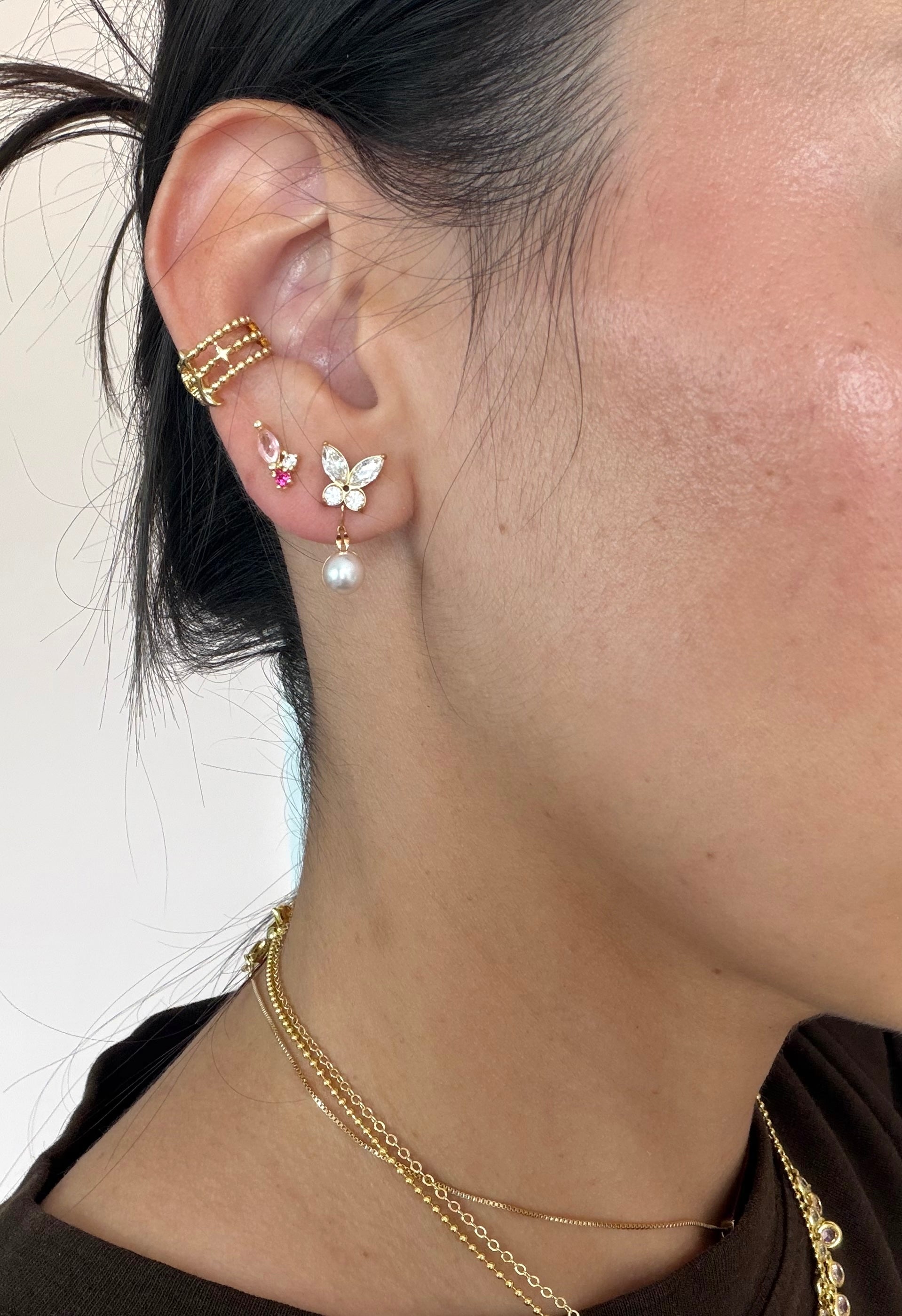 Aretes Mariposas con Perlas