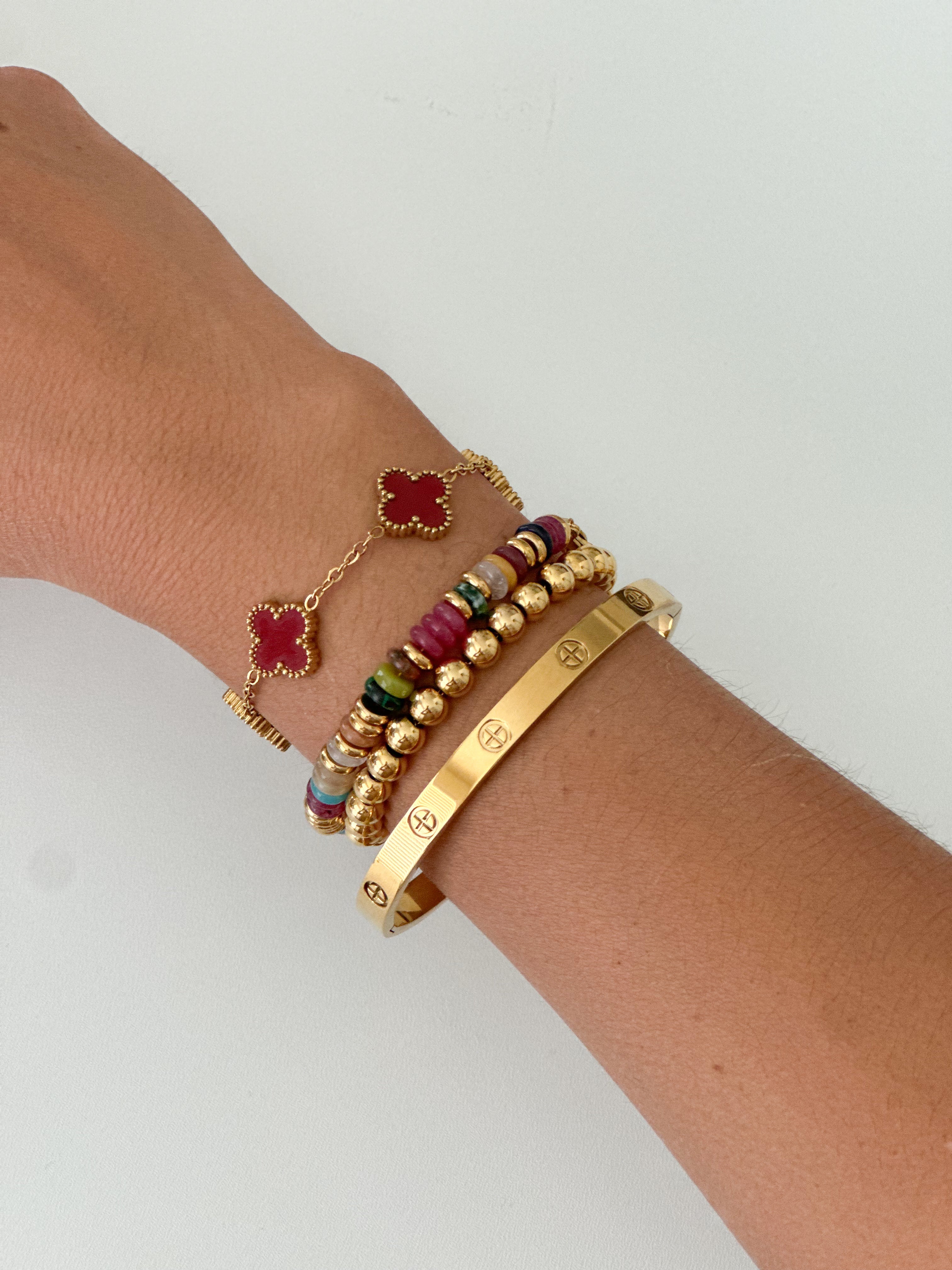 Pulsera Piedras Naturales Rojiza