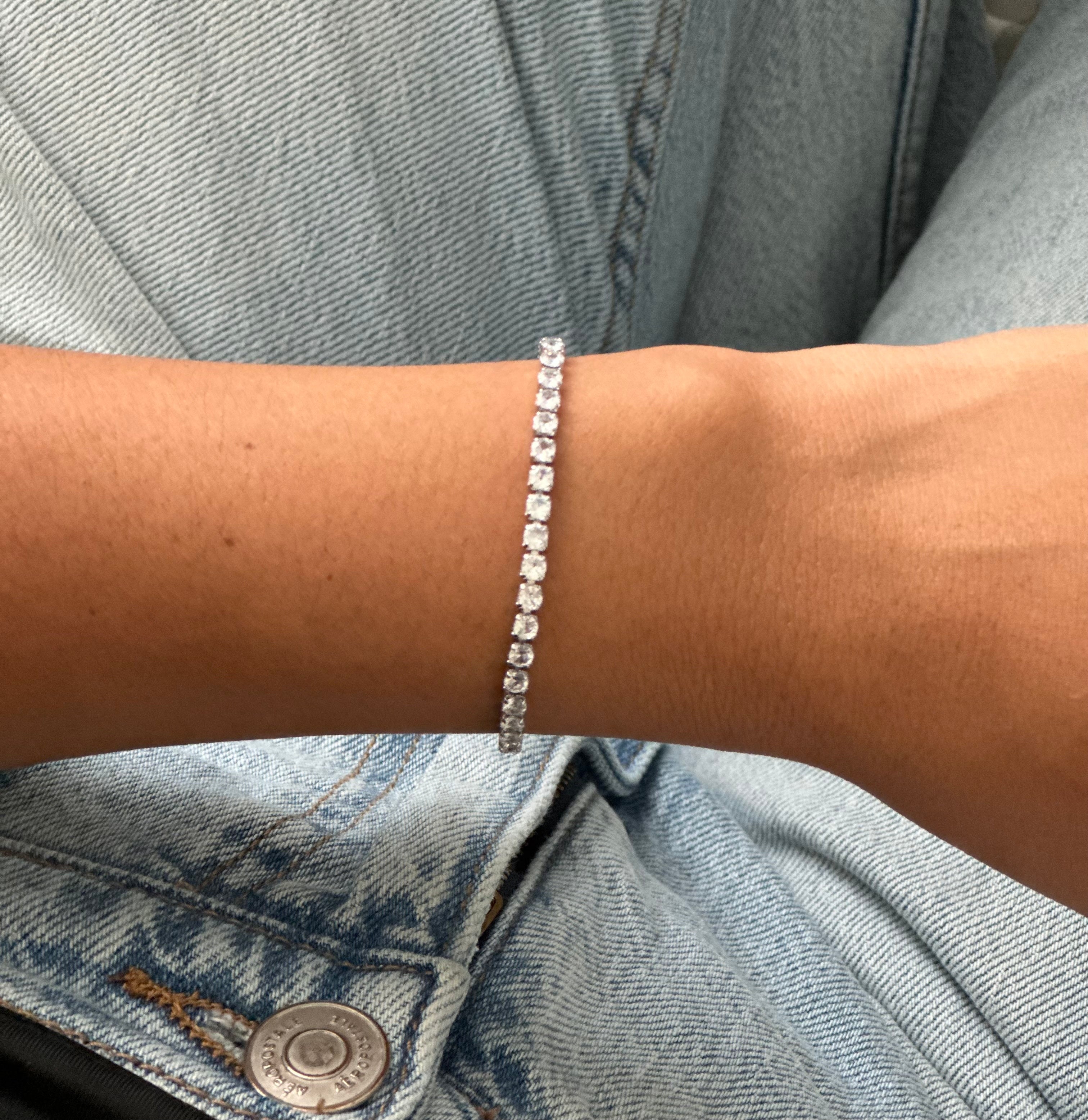 Pulsera Tennis Plateada Clear