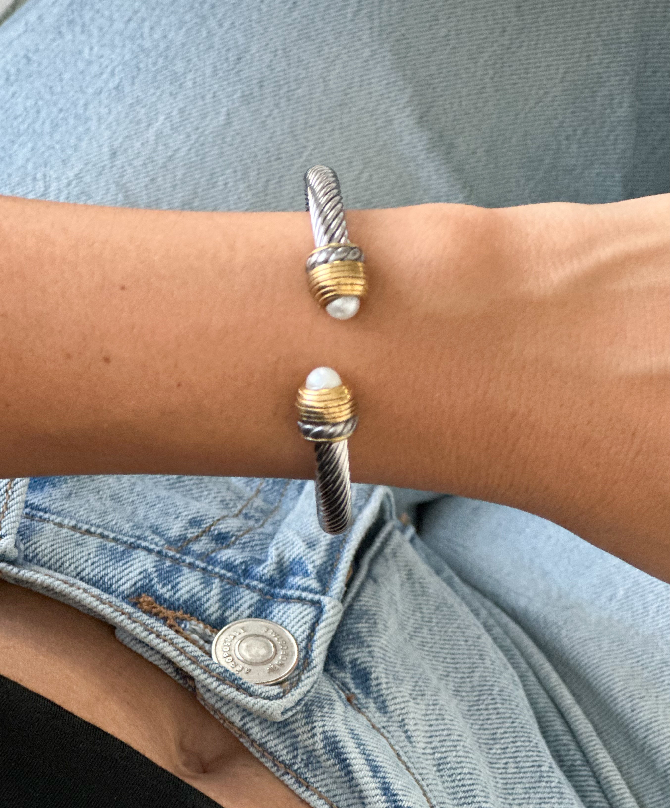 Pulsera Plateada con perlas